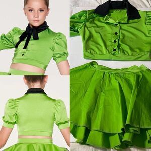 Kelle dance costume solo 2 piece neon green DANCE FRESH 2858 Top skirt SA adult